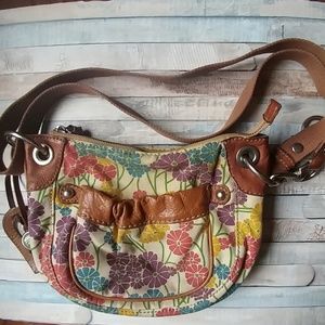 Fossil canvas flower purse crossbody shoulder bag